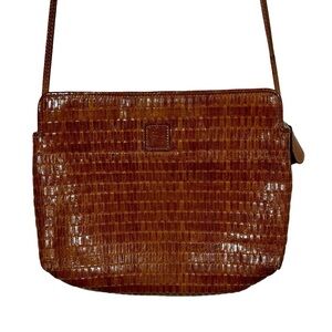 Vintage Fendi Intrecciato Woven Brown Leather Crossbody Bag 1980s PLEASE READ